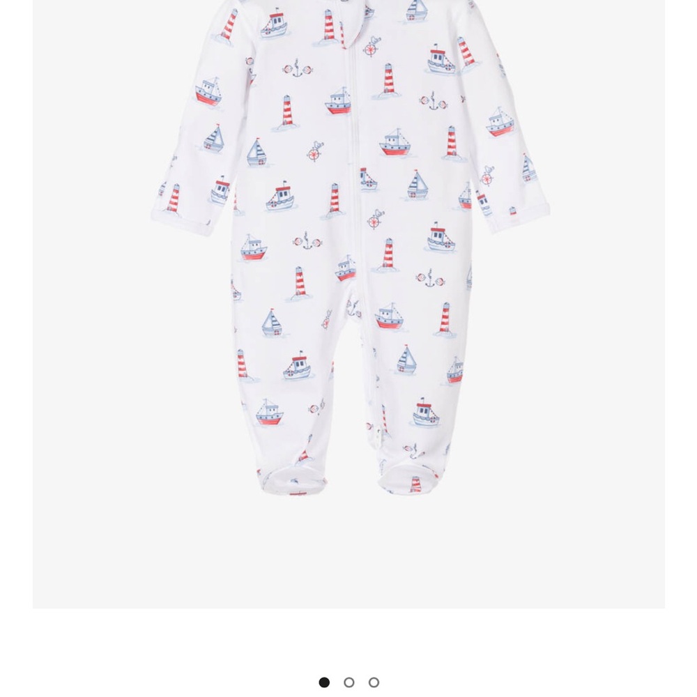 Kissy Kissy White Nautical Zip Footie 6-9M